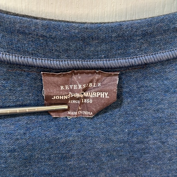 JOHNSTON MURPHY MENS REVERSIBLE LONG SLEEVE SWEATER GRAY BLUE V NECK SZ LARGE - Picture 11 of 13